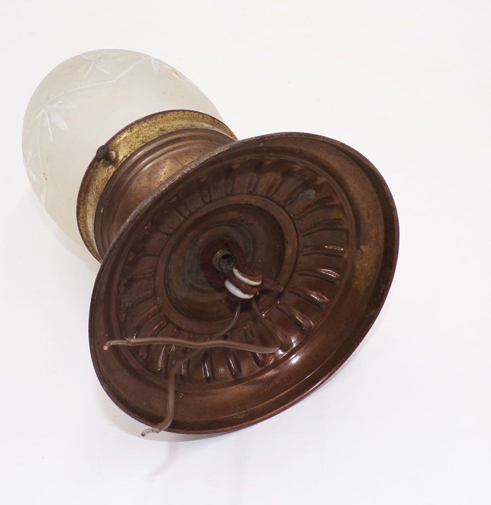 Alte Deckenleuchte Antik um 1900 Messing Glas E27 Lampe