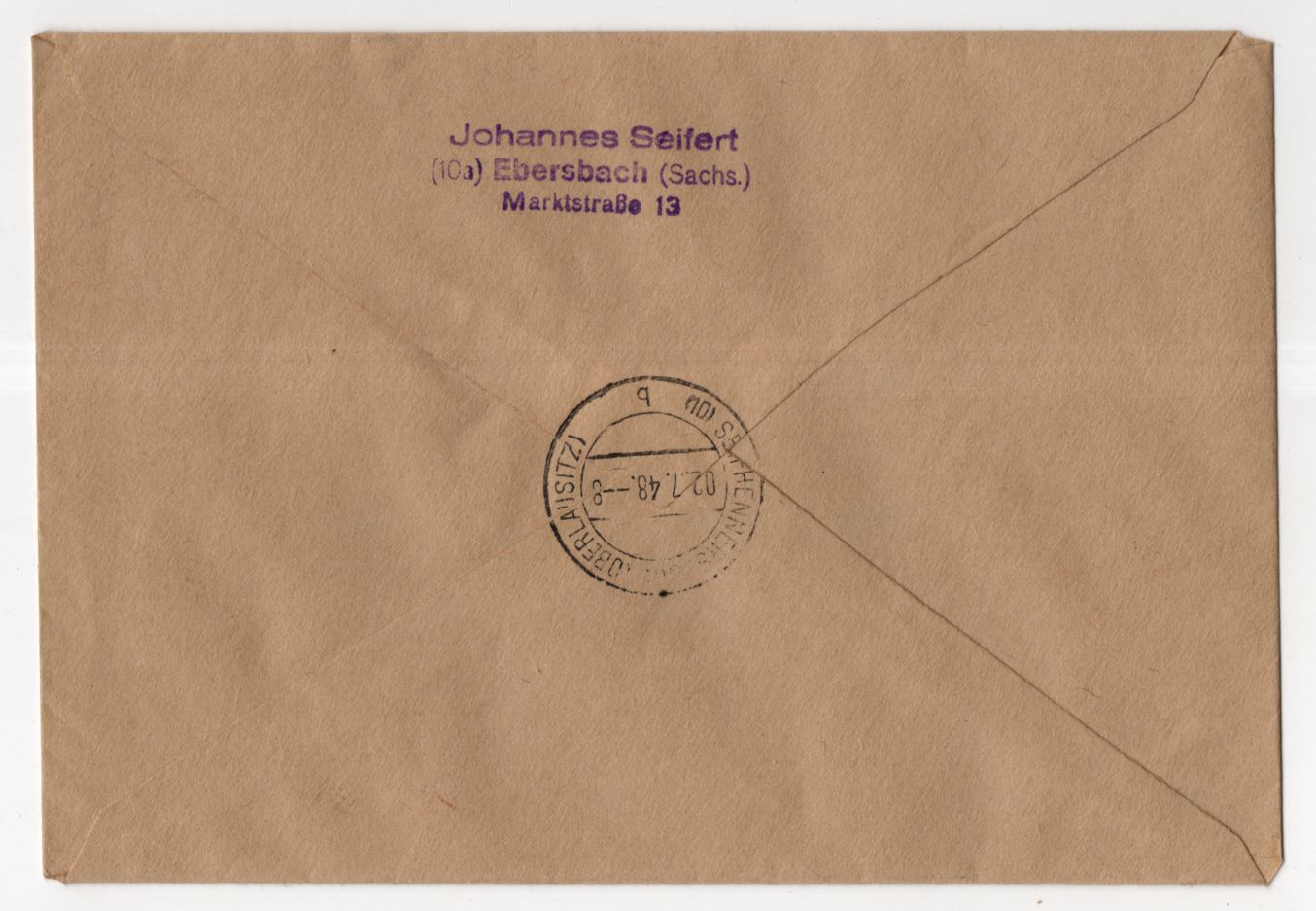 Brief 1948 Bezirkshandstempel Ebersbach 14 Brief 1948 Bezirkshandstempel Ebersbach 14