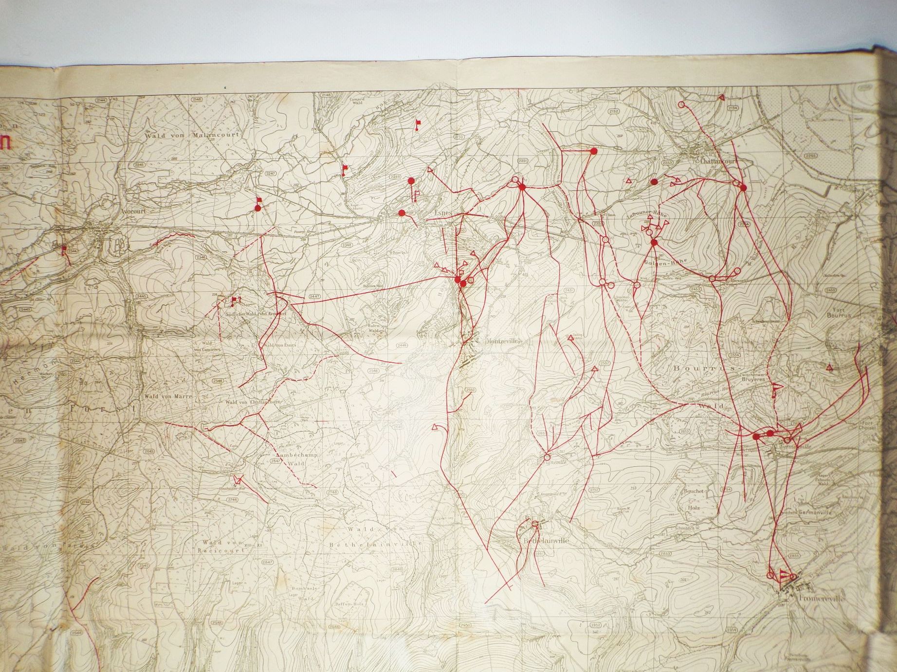Landkarte feindliche Befehlsstellen Kabelgräben 1917 Neuvilly Esnes Blercourt Landkarte feindliche Befehlsstellen Kabelgräben 1917 Neuvilly Esnes Blercourt