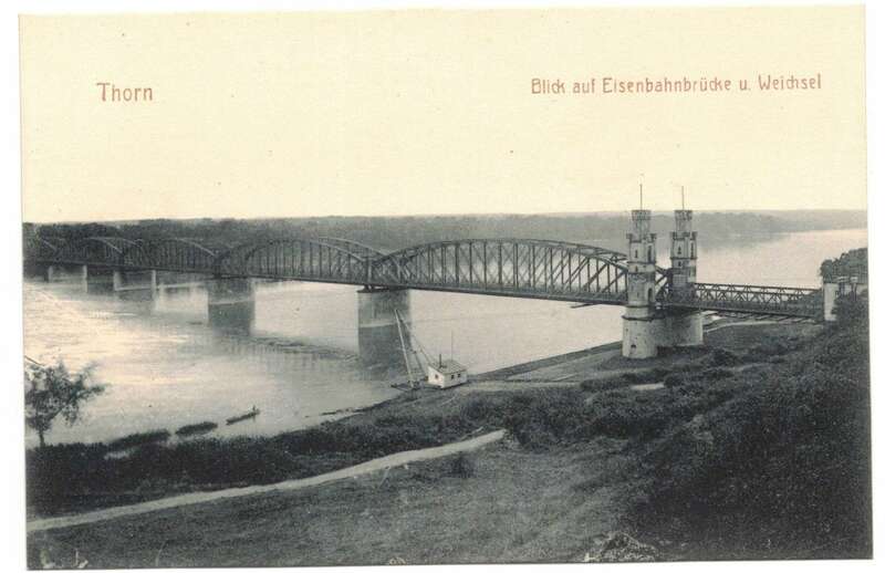 Ak ThornBlick auf Eisenbahnbrücke und Weichsel um 1910 Pommern