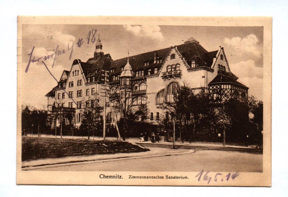 Ak Chemnitz Zimmermannsches Sanatorium 1914 DR Sachsen Ak Chemnitz Zimmermannsches Sanatorium 1914 DR Sachsen