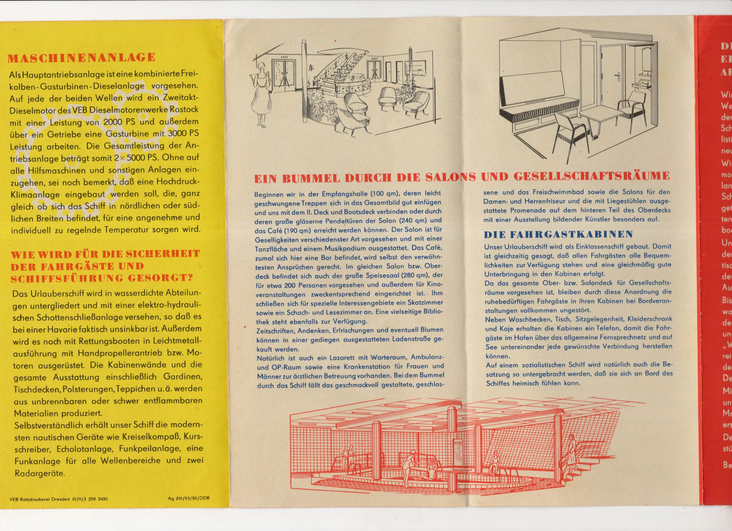 Prospekt Unser FDGB Urlauberschiff 1959 DDR Werbung Prospekt Unser FDGB Urlauberschiff 1959 DDR Werbung
