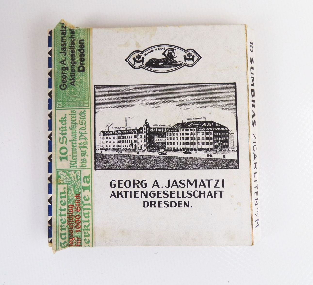 Alte Pappschachtel Sumbras Georg Jasmatzi Dreden um 1910 Zigarettendose