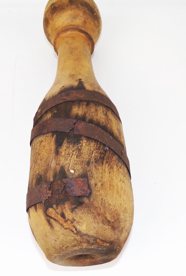 Alter Pin Holzkegel Kegeln Vintage Dekoration 