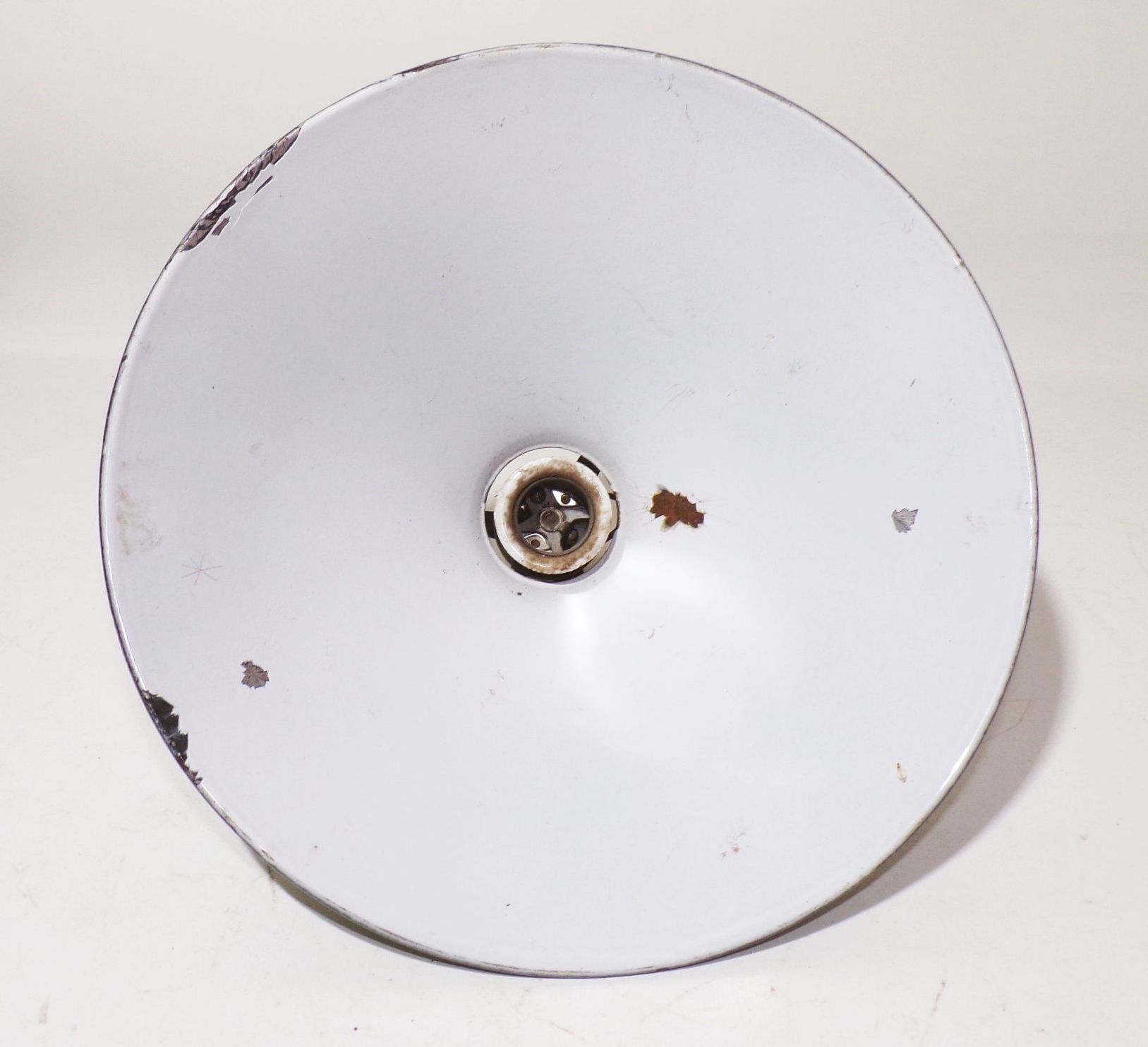 Alte Emaille Deckenlampe Kegel E27 Grün Weiss Hängelampe Leuchte