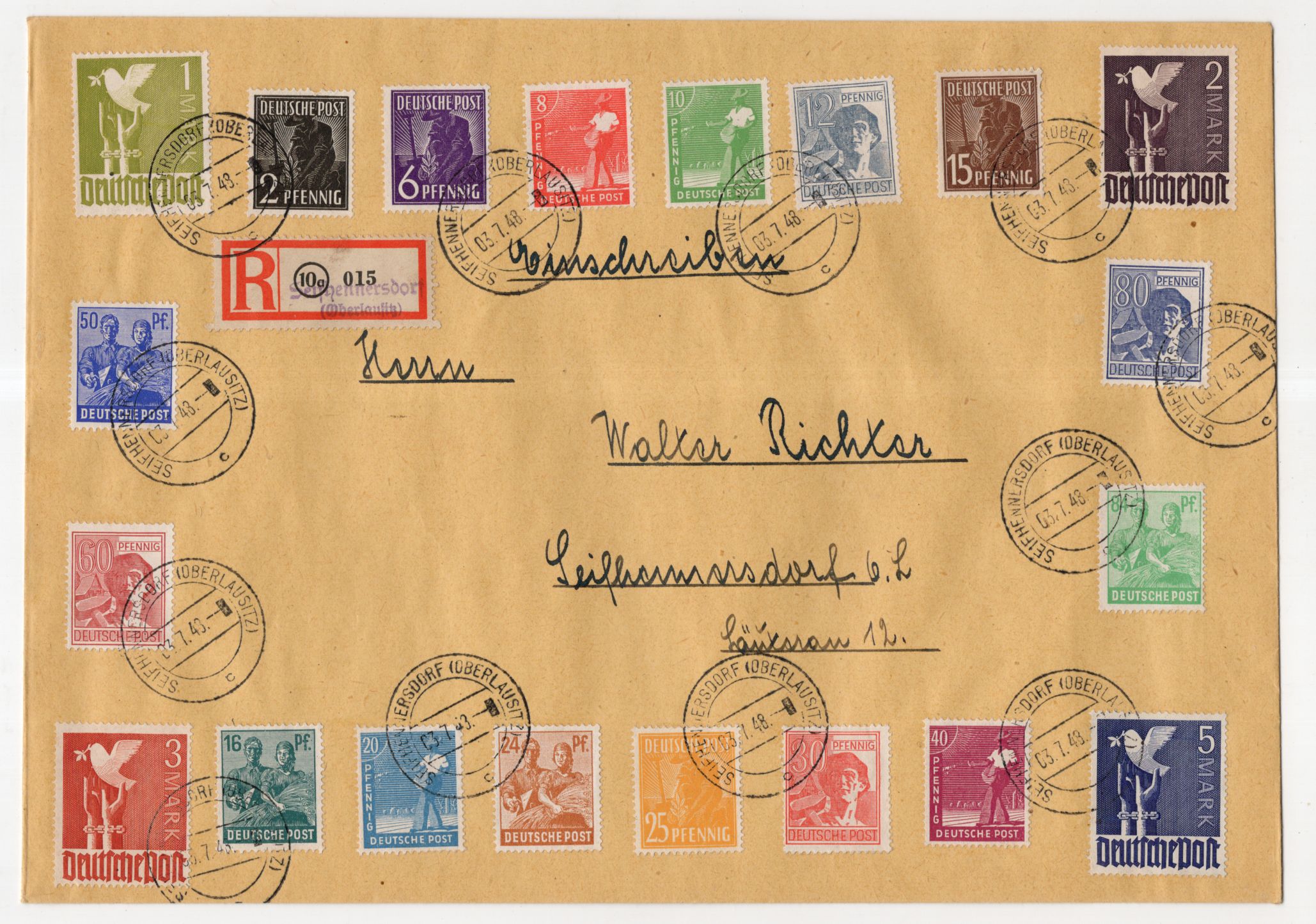 R Brief Seifhennersdorf Oberlausitz 1948 Mischfrankatur 