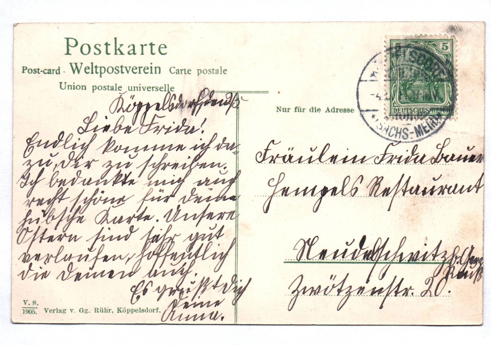 Litho Ak Köppelsdorf in Thüringen 1911