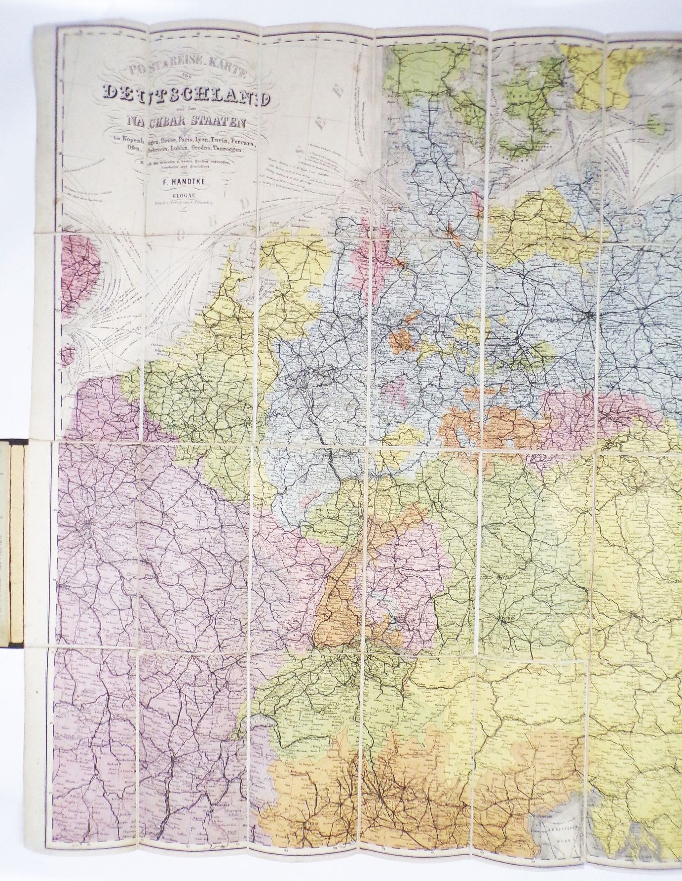 Post und Reise Karte von Deutschland und den Nachbarstaaten 1870 er Handtke Post und Reise Karte von Deutschland und den Nachbarstaaten 1870 er Handtke