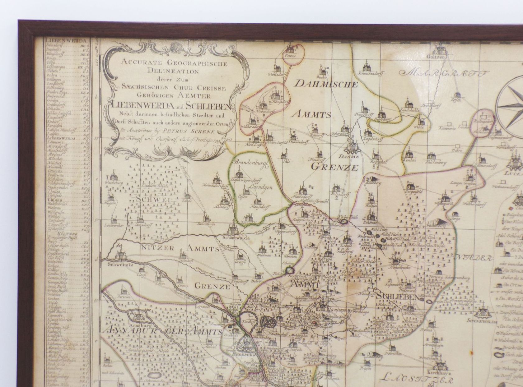 Alte Landkarte Liebenwerda und Schlieben circa 1753 Petrus Schenk