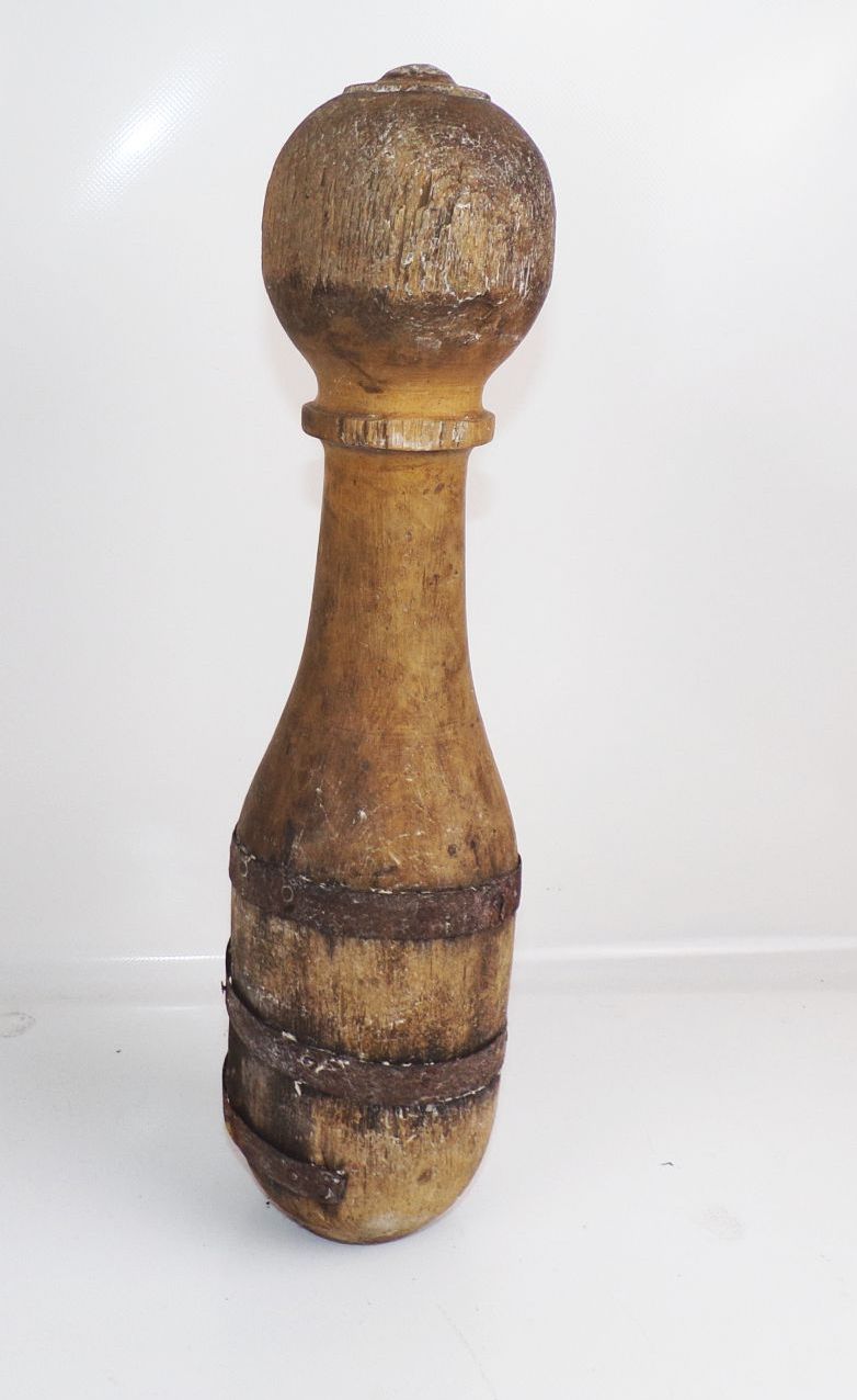 Alter Pin Holzkegel Kegeln Vintage Dekoration