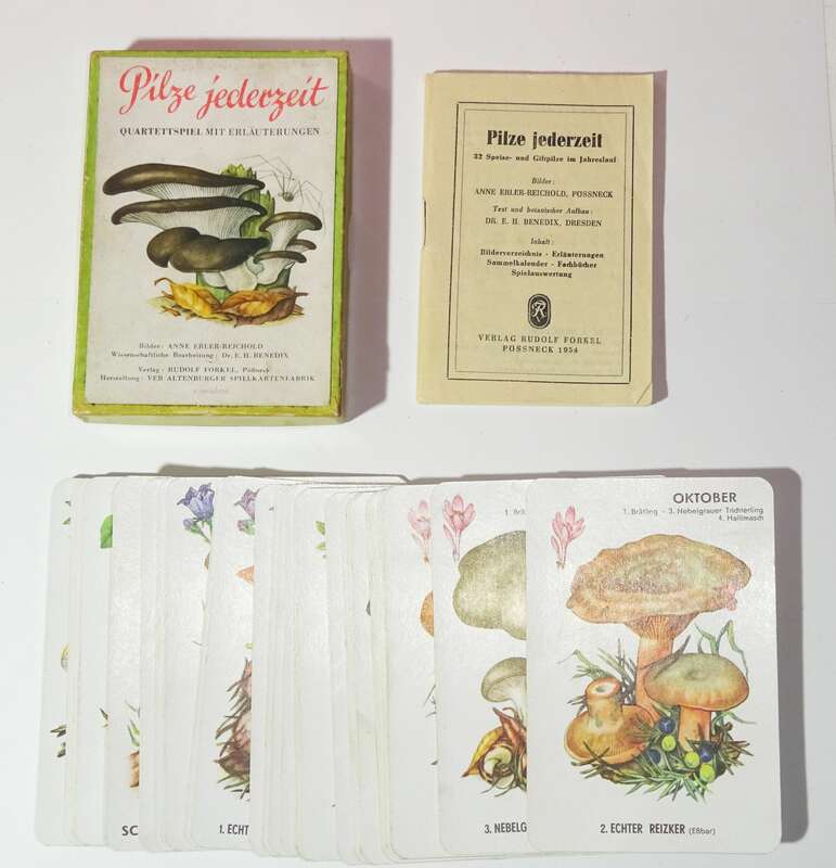 DDR Kartenspiel Pilze jederzeit Quartettspiel 1954 !