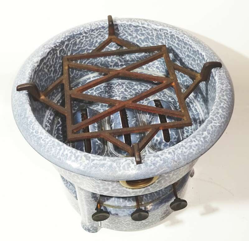 Original XL Haller Kocher Emaille Grau Camping Petroleum Vintage Deko