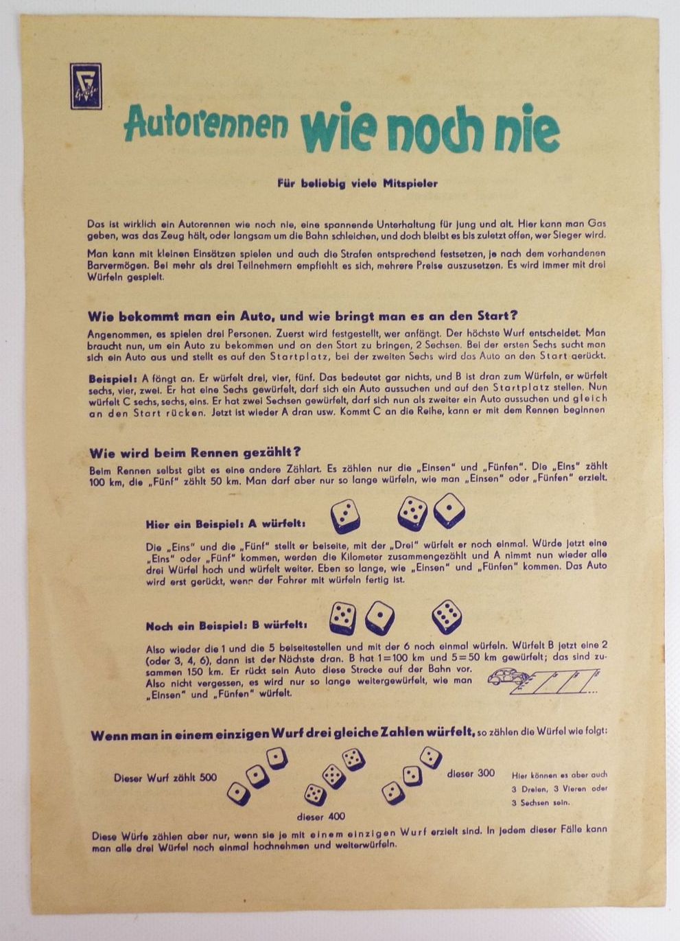 Altes Gräfe Brettspiel Autorennen wie noch nie 1962 