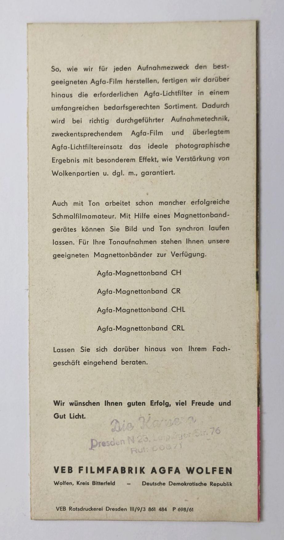 Prospekt Agfa ein Tag im Zoo DDR 1961 VEB Filmfabrik Wolfen