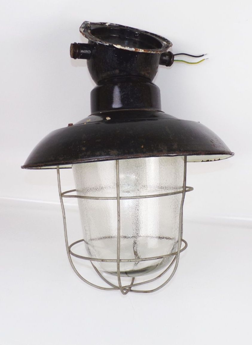 Fabriklampe Emaille Schwarz Rund Gitter Deckenleuchte Loft Industrie Fabriklampe Emaille Schwarz Rund Gitter Deckenleuchte Loft Industrie