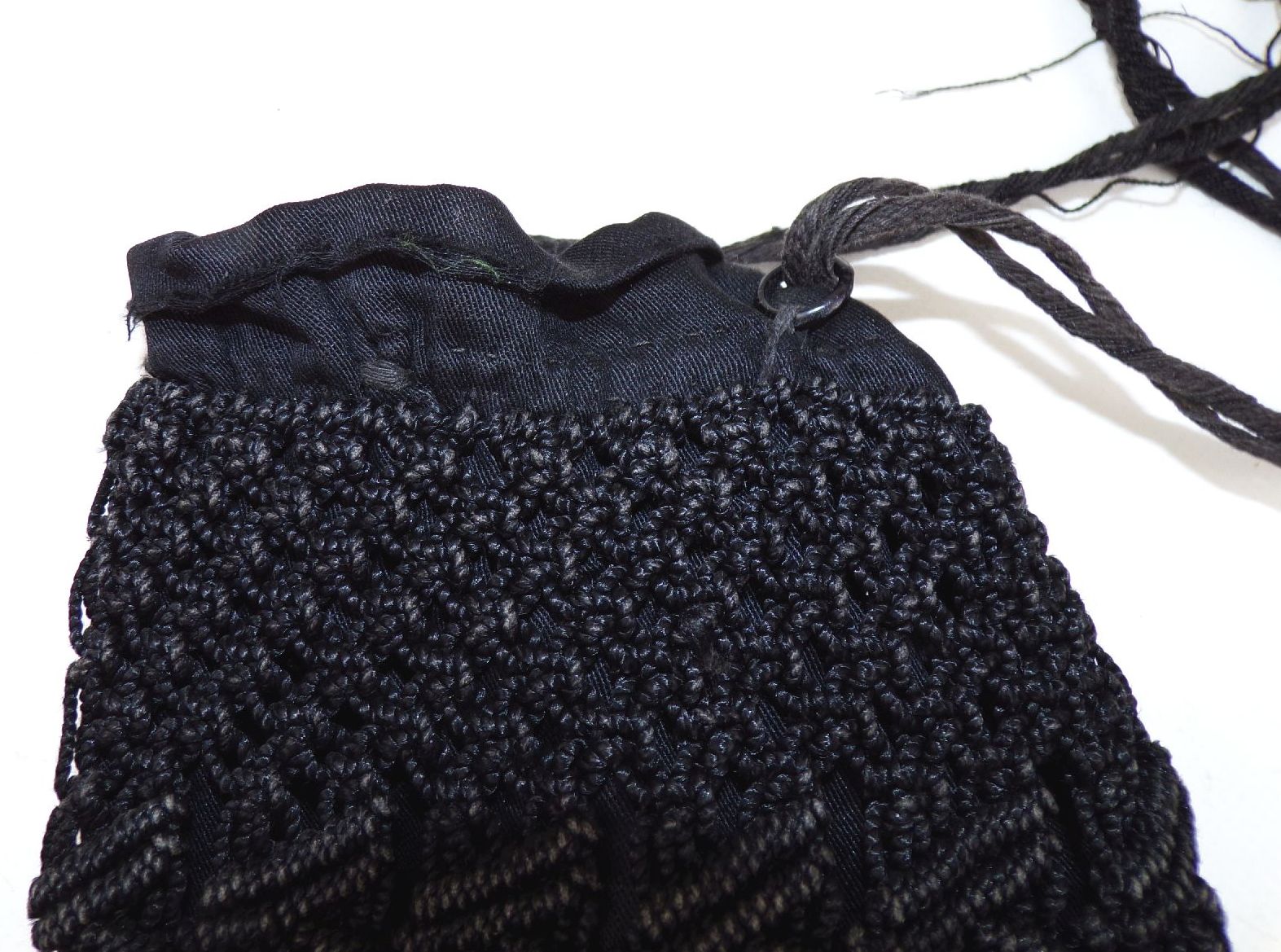 Alte Abendtasche schwarz gehäkelt um 1900 Tasche Handtasche vintage 