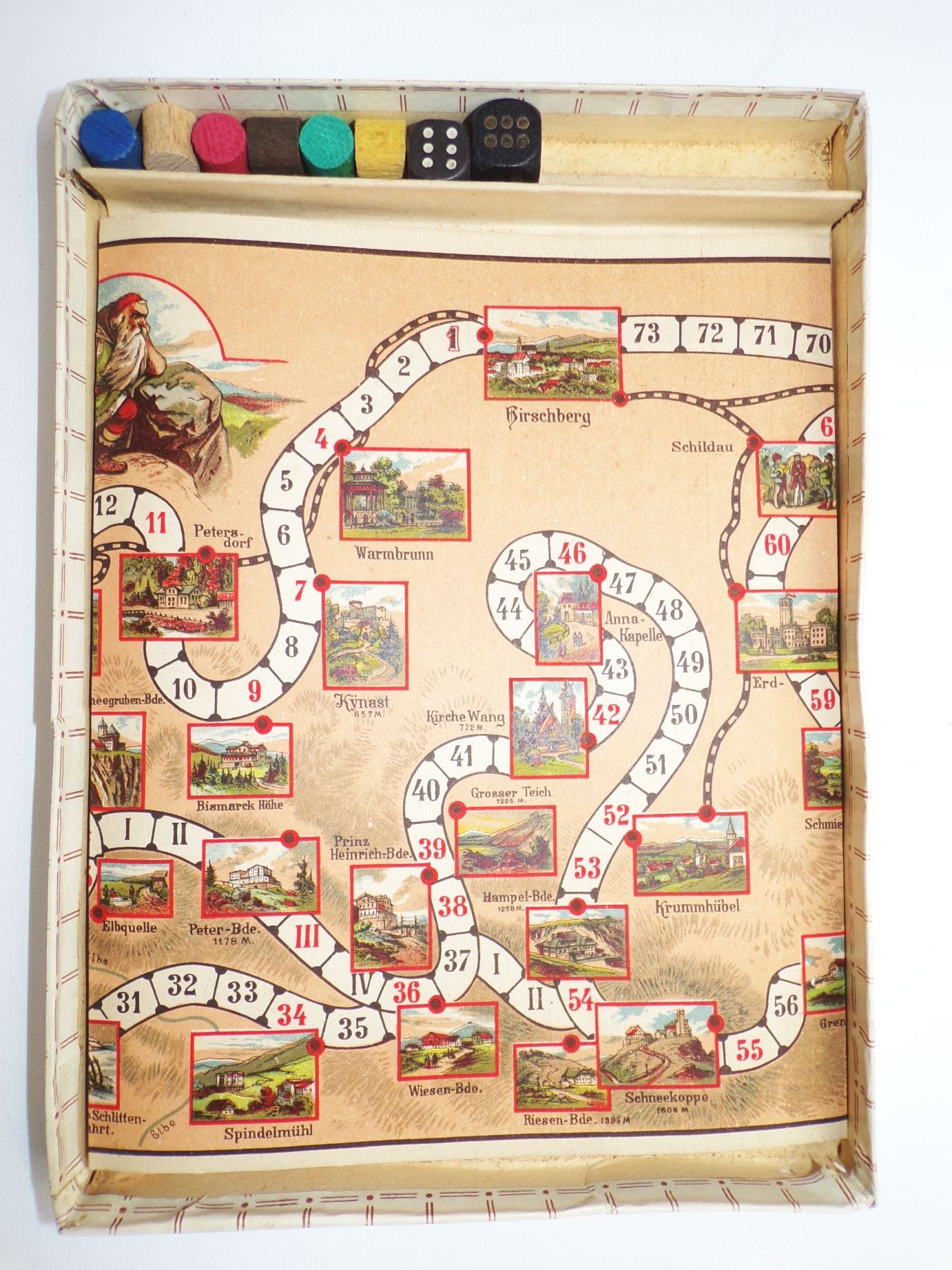 Altes Brettspiel Durchs Riesengebirge Rübezahl Schlesien um 1900