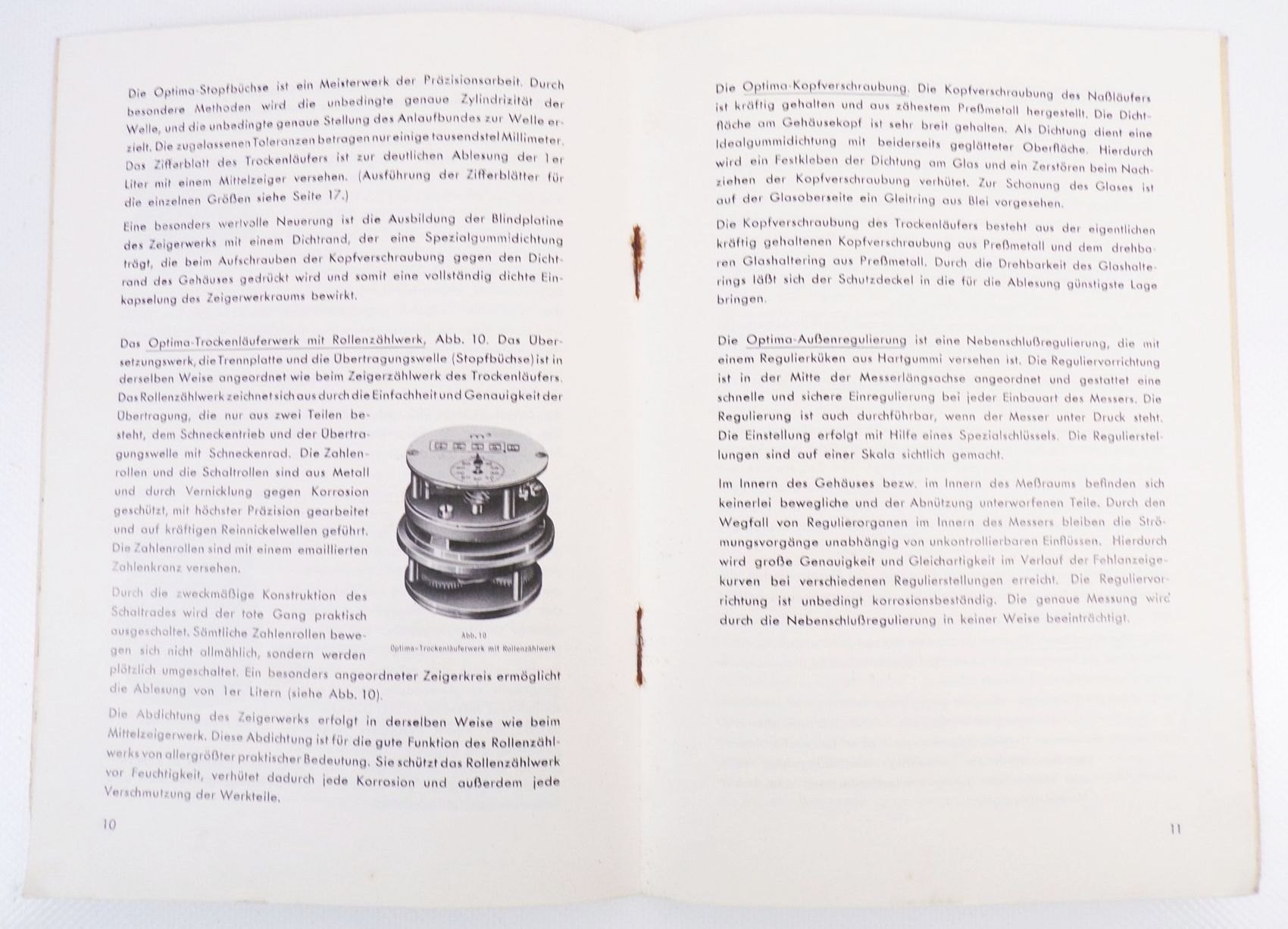 Flügelrad Wasserzähler Optima 102 Bopp Reuther Mannheim Waldhof 1933