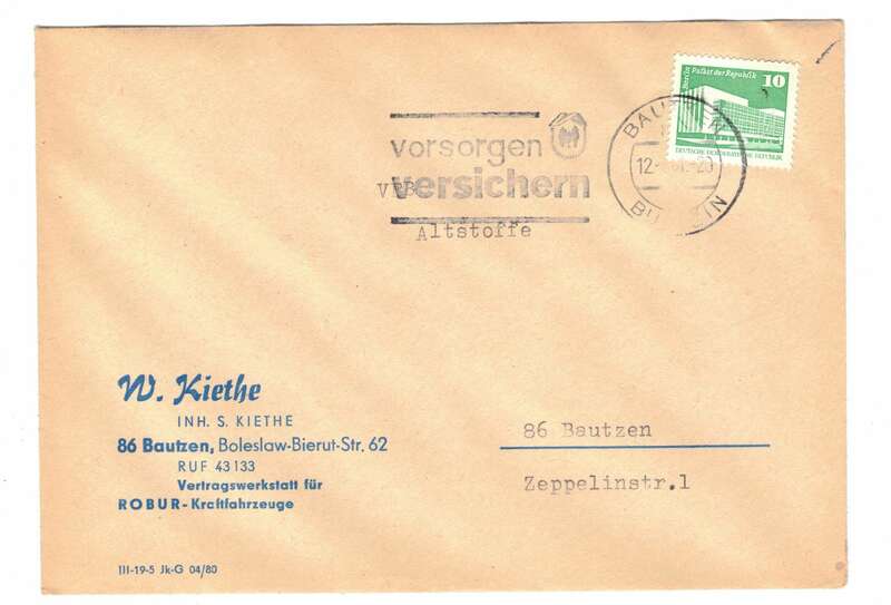Firmen Brief W. Kiethe Bautzen Robur Kraftfahrzeuge Werkstatt 1981 