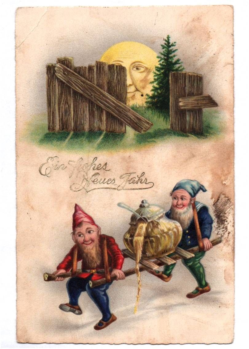 Ak Zwerge tragen Punsch Sonne 1930er Neujahr 