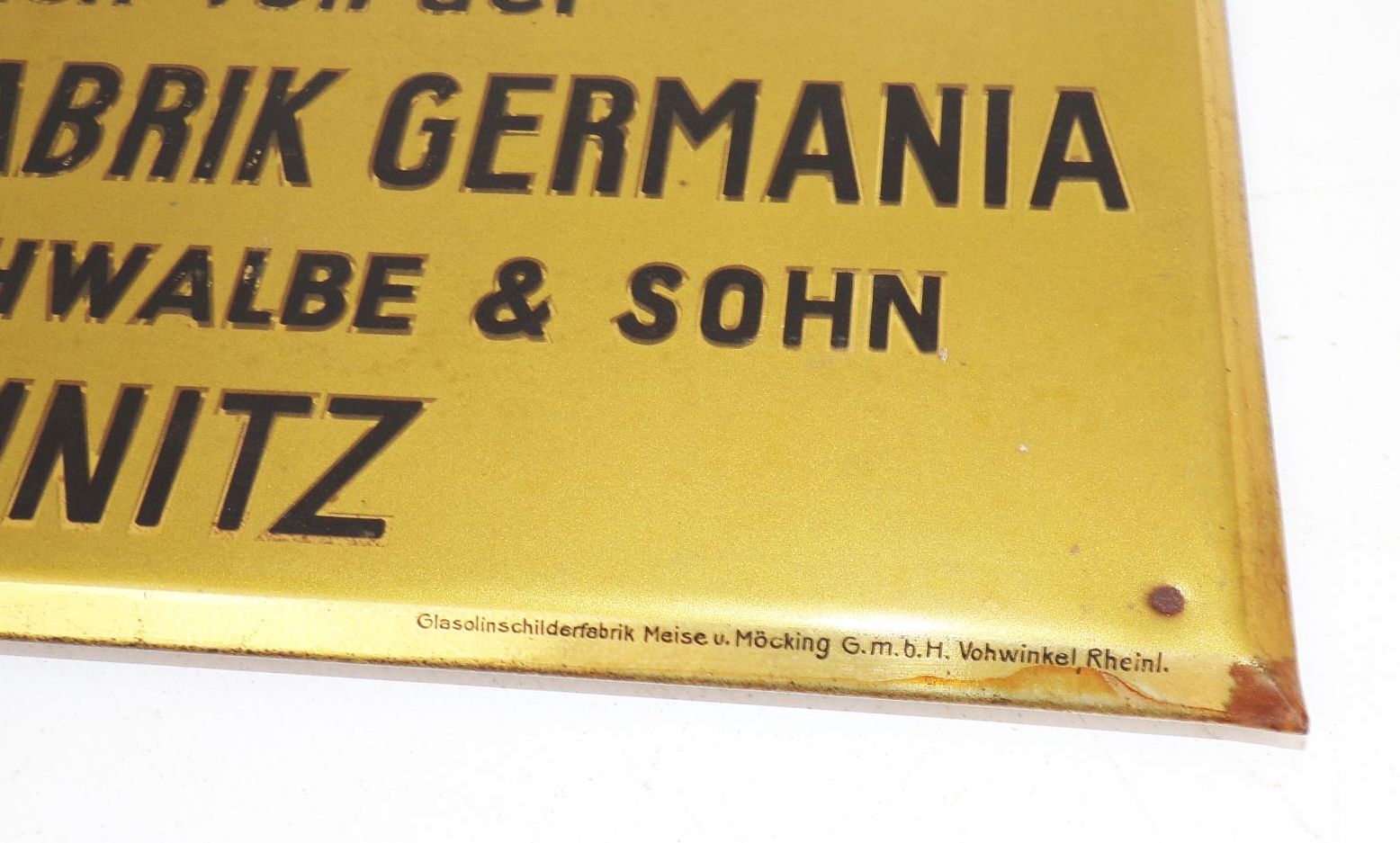 Altes Schild Eis Kühlanlagen Maschinenfabrik Germania Schwalbe Sohn Chemnitz 1930er 