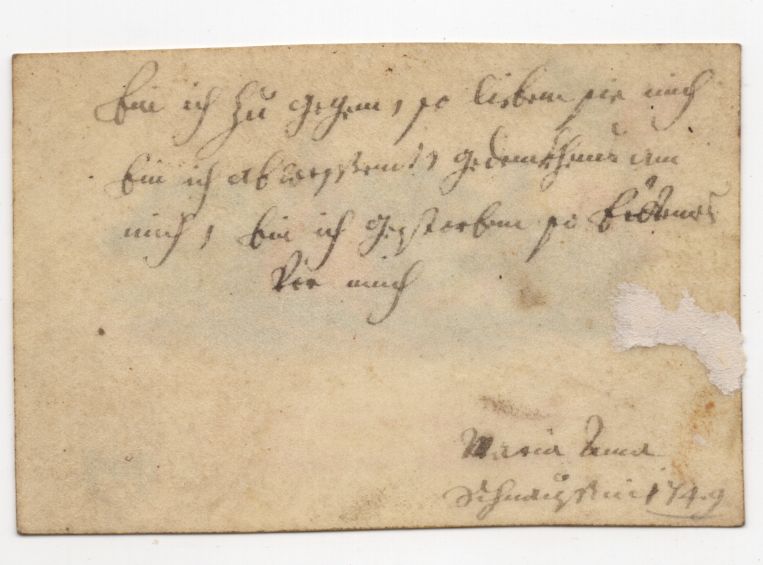 Stammbuch Bild handgemalt 1749 Offizier bitten um Quartier Liebe 