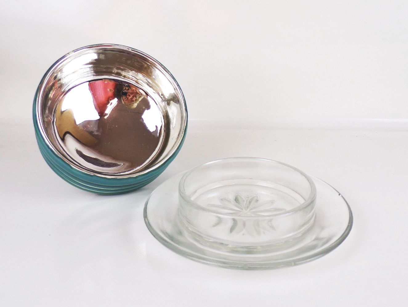 Alte Butterdose Glas Isolier Dose 50er 60er DDR Isola Selberreif Retro Look