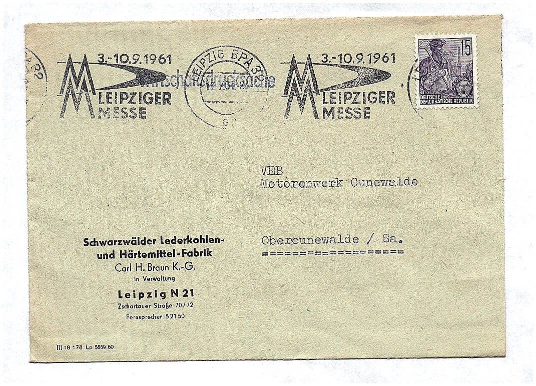 Wirtschaftsdrucksache Schwarzwälder Lederkohlen Härtemittel Fabrik 1961