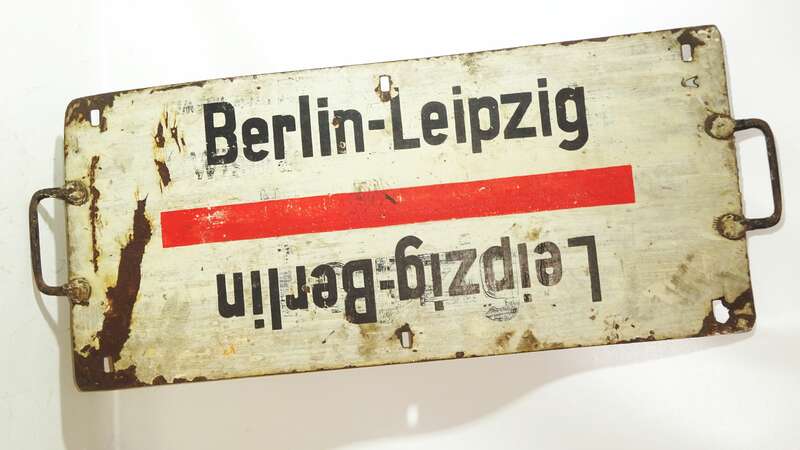 Altes Zuglaufschild Berlin - Erfurt Vintage / Leipzig - Berlin Sammler Eisenbahn !