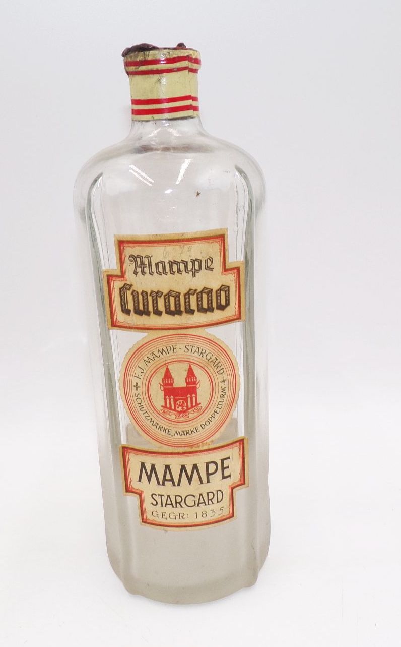 Vorkrieg Flasche Mampe Stargard Pommern Curacao Reklame Sammler 