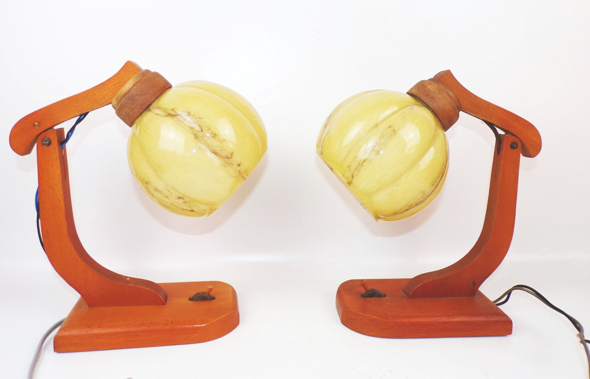 Alte Nachttischlampen Holz Kugellampe Marmor Optik E27 Tischlampe Leuchte