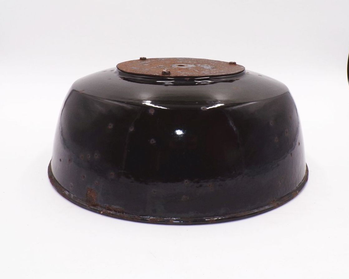 Alter Emaille Lampenschirm Schwarz Email Loft Industrie Design 