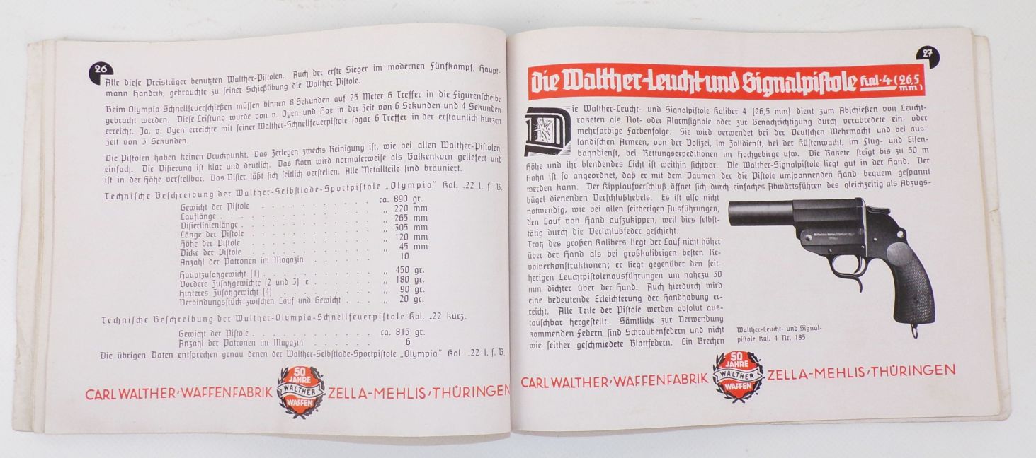 Waffen Katalog Walther Waffenfabrik Zella Mehlis 1936