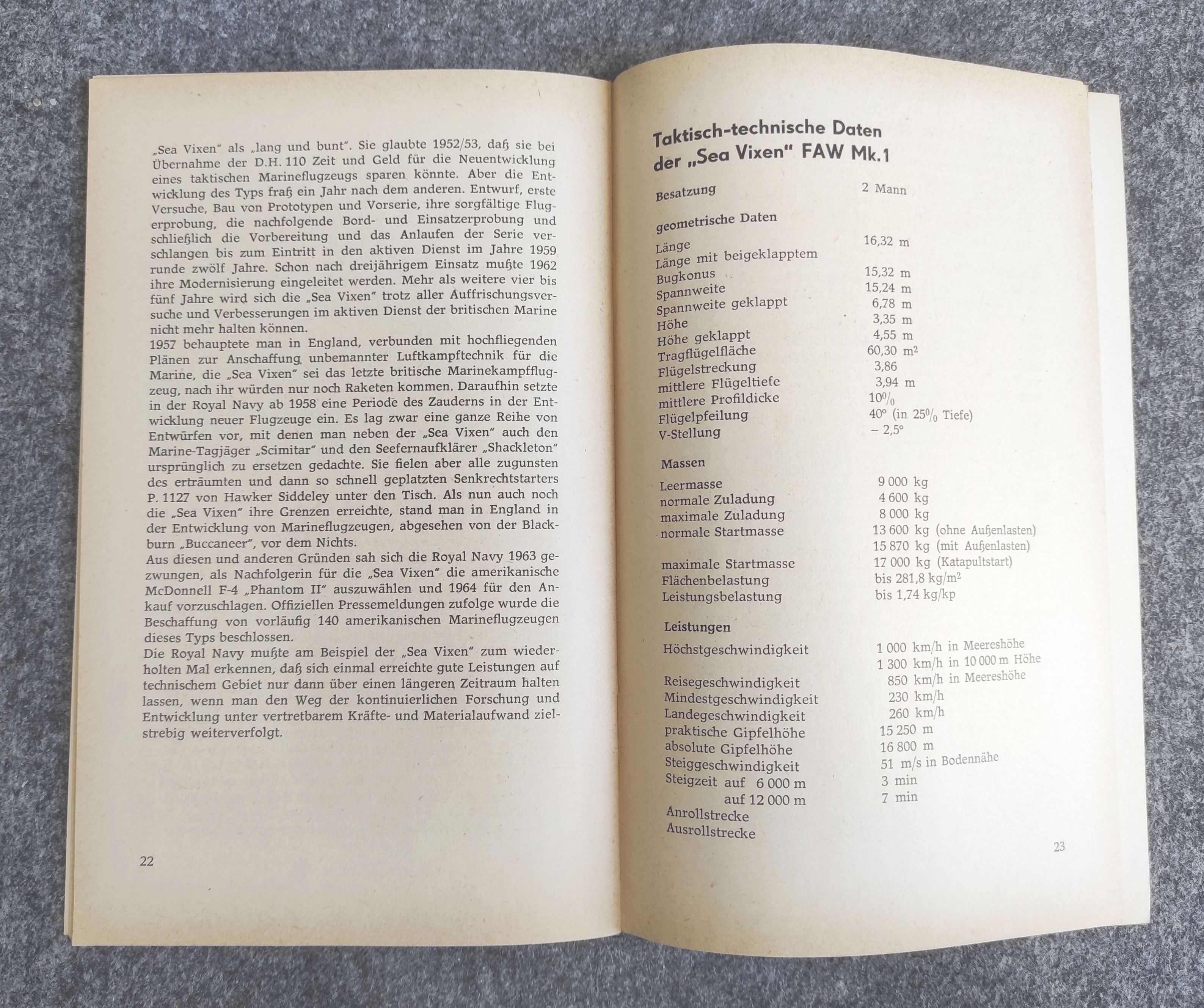 Saab Heft 23 D H Sea Vixen Illustrierte Reihe für den Typensammler mit Negativ