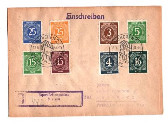 R Brief Export Leistungsschau München nach Augsburg MF 1948