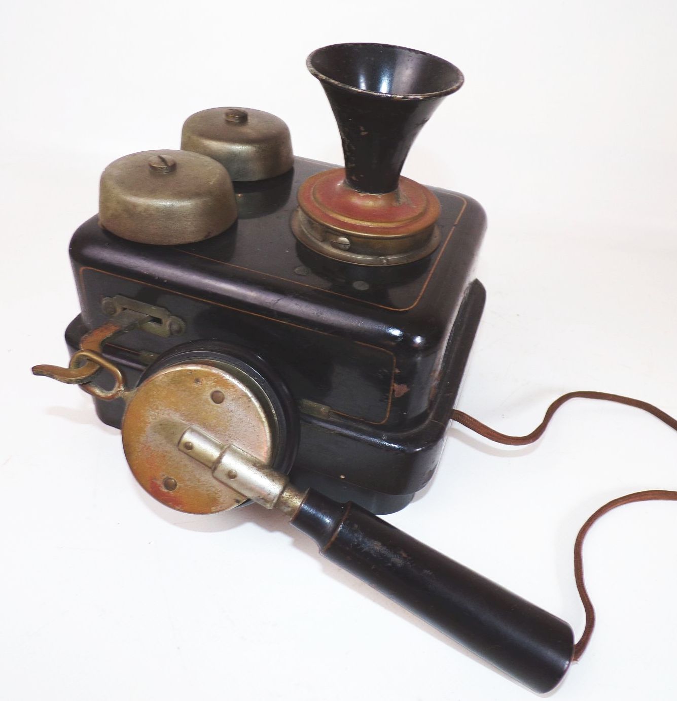 Altes Kurbeltelefon Schwarz Wandtelefon Deko Telefon