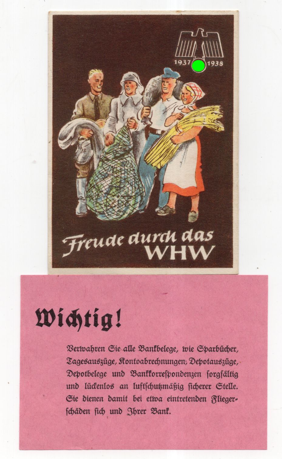 Freude durch das WHW Belege Luftschutz 2 Weltkrieg