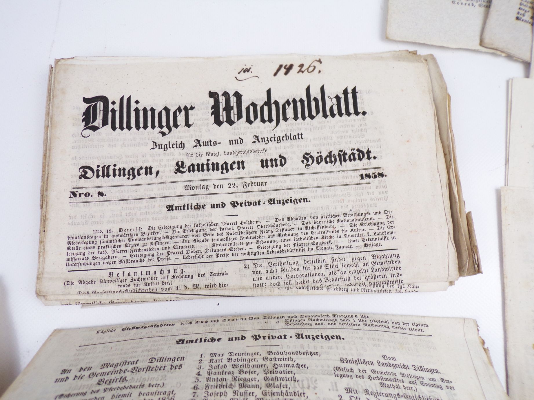 Alte Zeitung Dillinger Wochenblatt 1835 bis 1864 Alte Zeitung Dillinger Wochenblatt 1835 bis 1864