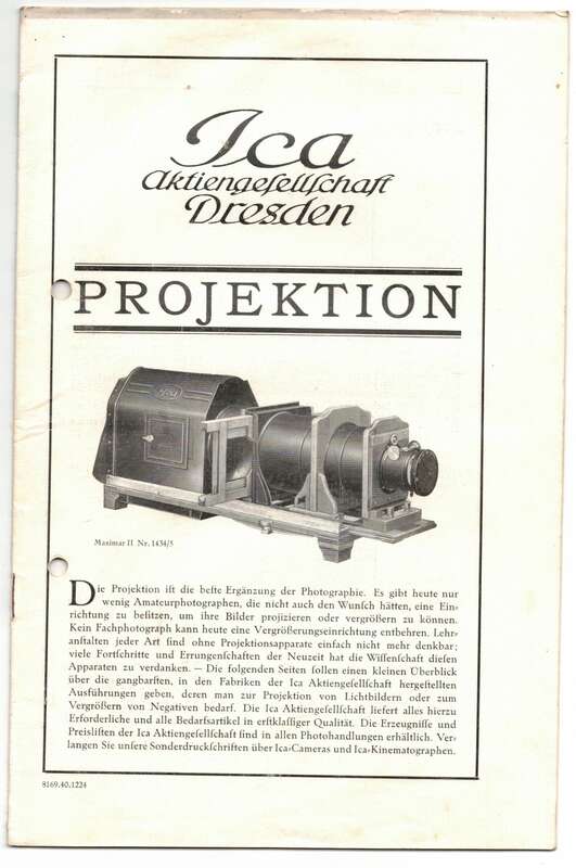 Prospekt Ica Dresden Projektions - Apparate Maximar Bambino Lloyd Zubehör 1920er 