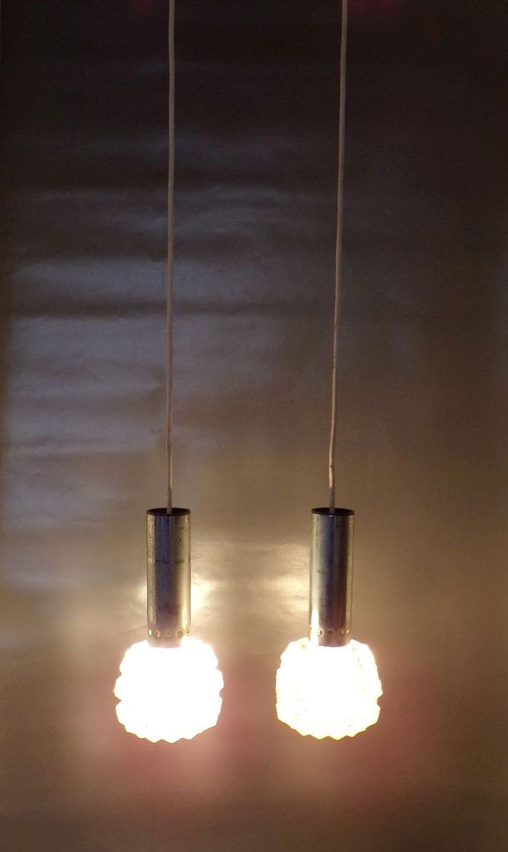 Alte Pendelleuchte 2er Preßglas E27 DDR Hängelampe 