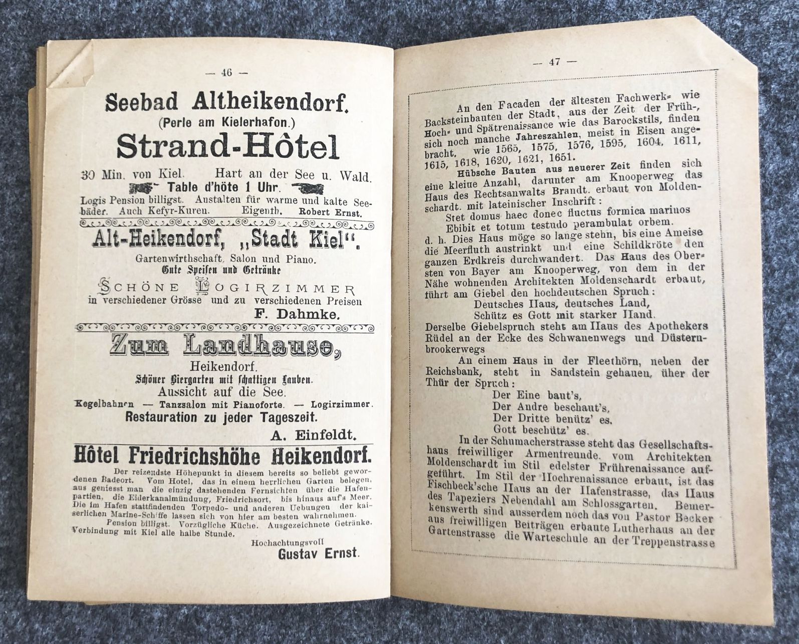 Buch 1890 Führer durch Kiel und Umgegend