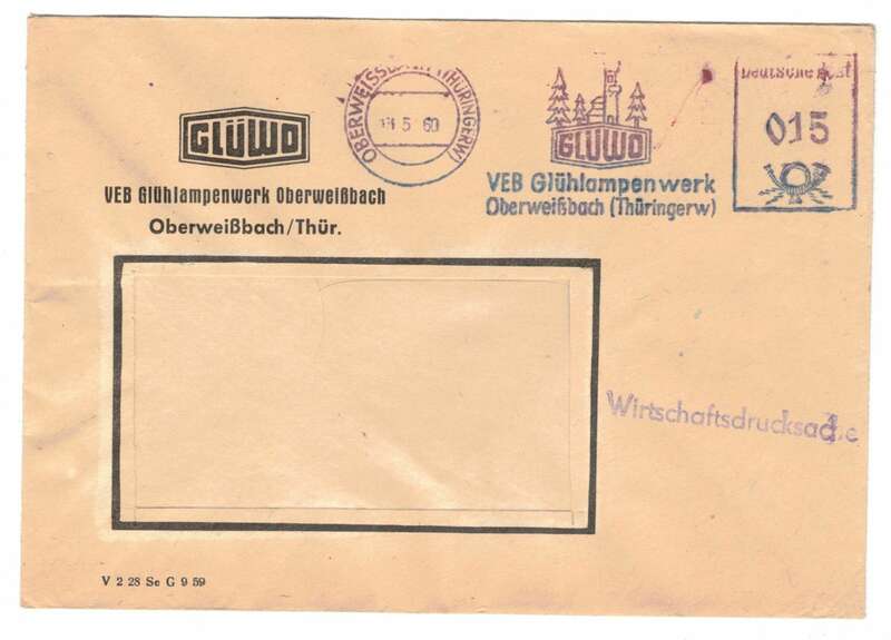 Firmen Brief 1960 Glüwo VEB Glühlampenwerk Oberweißbach Thüringen 