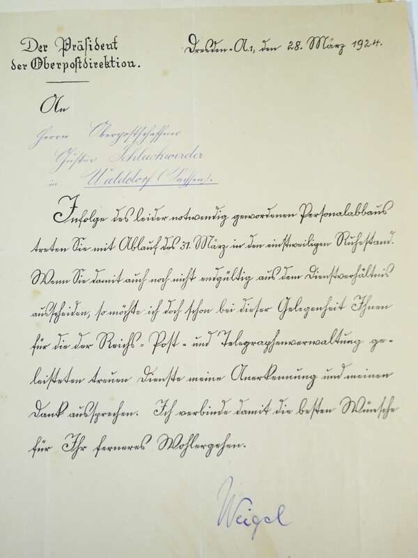 Konvolut Post Urkunden Bestallung 1896 bis 1924 Briefträger Postschaffner Postbote