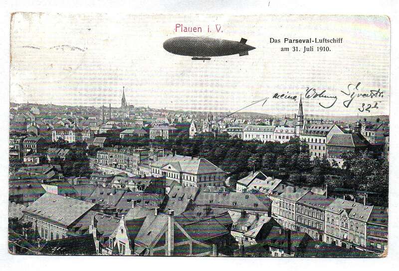Ak Plauen im Vogtland Das Parseval Luftschiff am 31. juli 1910