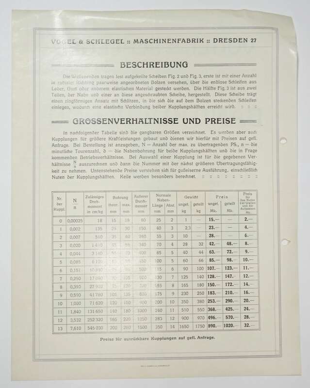 Vogel Schlegel Maschinenfabrik Dresden Werbe Blätter Prospekt um 1910