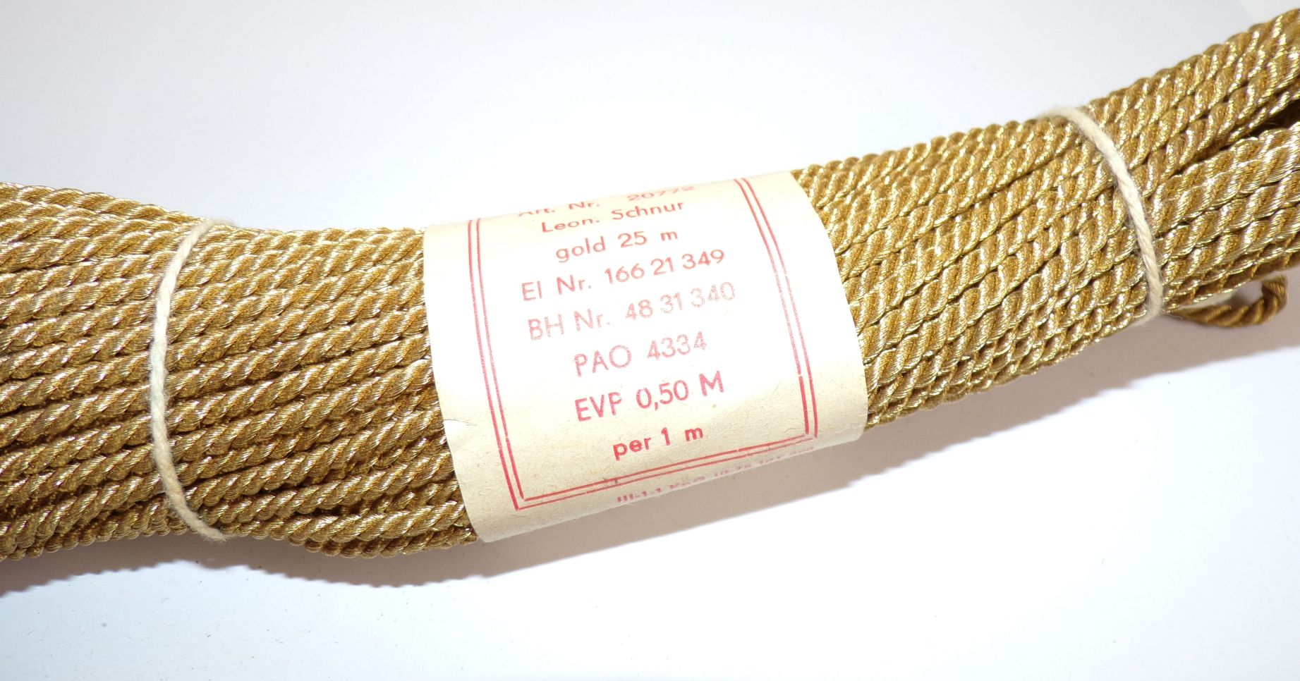 Kordel Atlaskordel Goldkordel Gold Schnur 25 Meter Handarbeit Polsterei Vintage