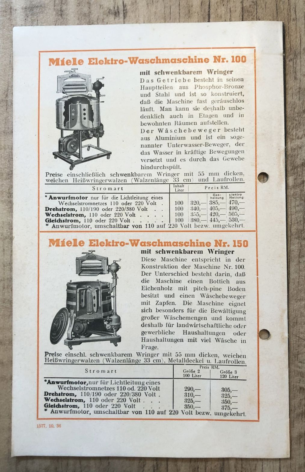 Miele Stahl Kesselöfen Mielewerke AG Gütersloh Westfalen alter Prospekt