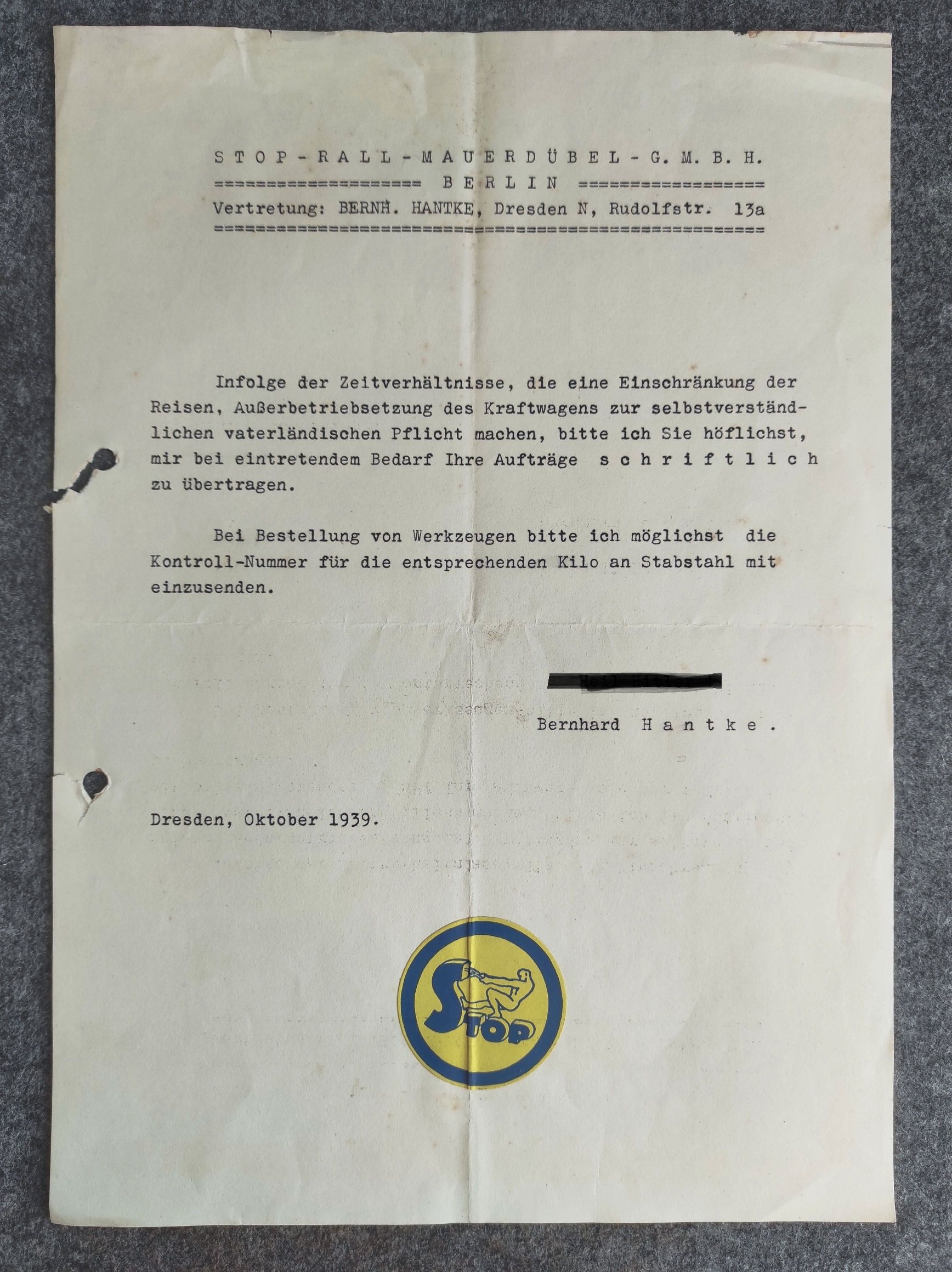 2 alte Rechnungen von 1939 mit Dokument Info Stopdübel Berlin 2 alte Rechnungen von 1939 mit Dokument Info Stopdübel Berlin