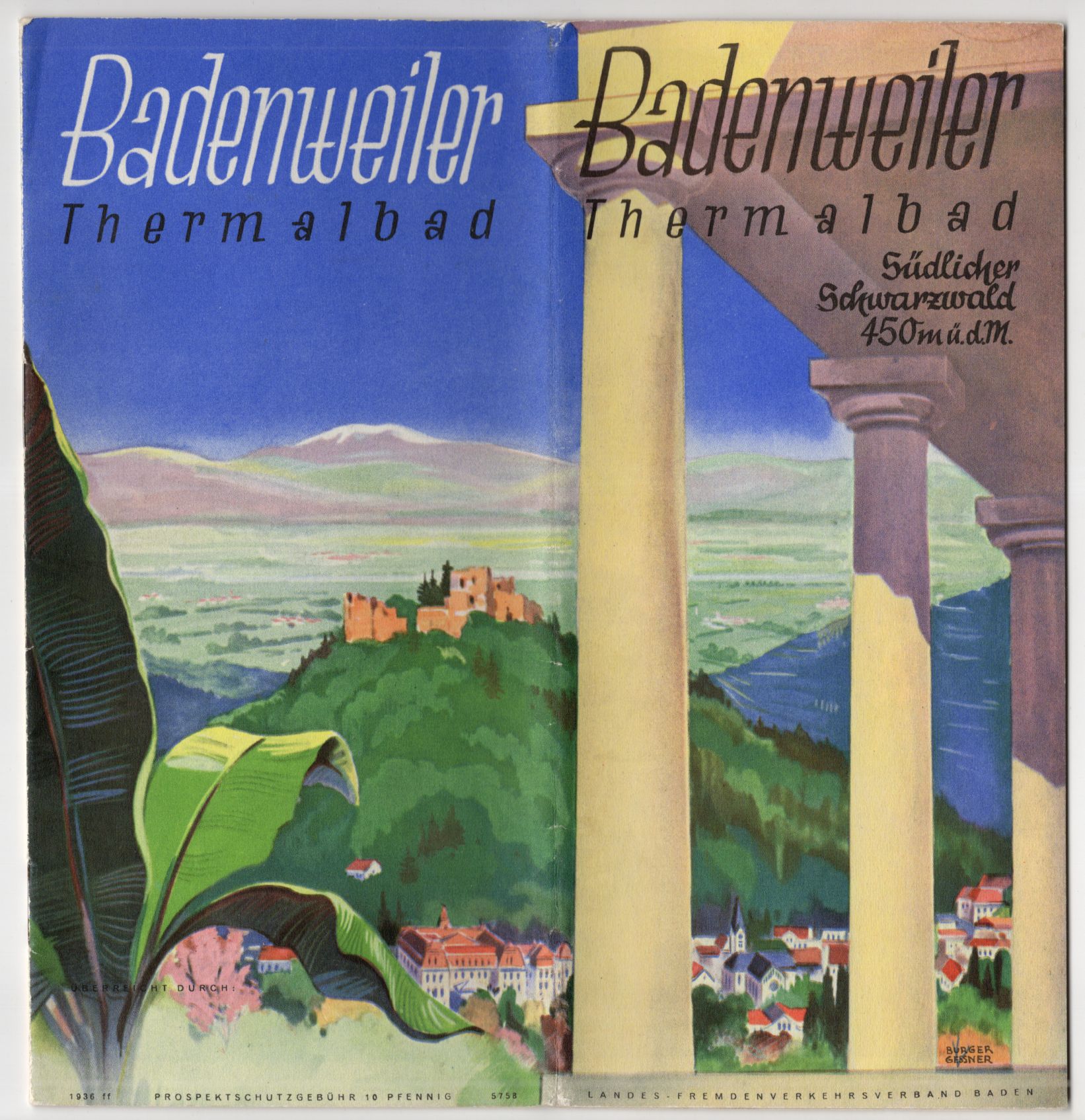 Altes Reiseprospekt Badenweiler Thermalbad 1936 Breisgau
