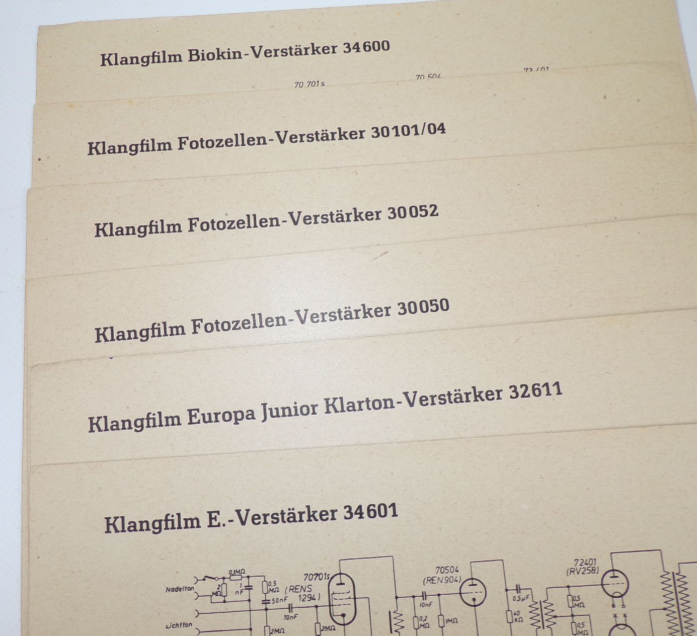 Lichtspielvorführer Tonfilmanlagen Schaltpläne Klangfilm Verstärker Lichtspielhaus Kino